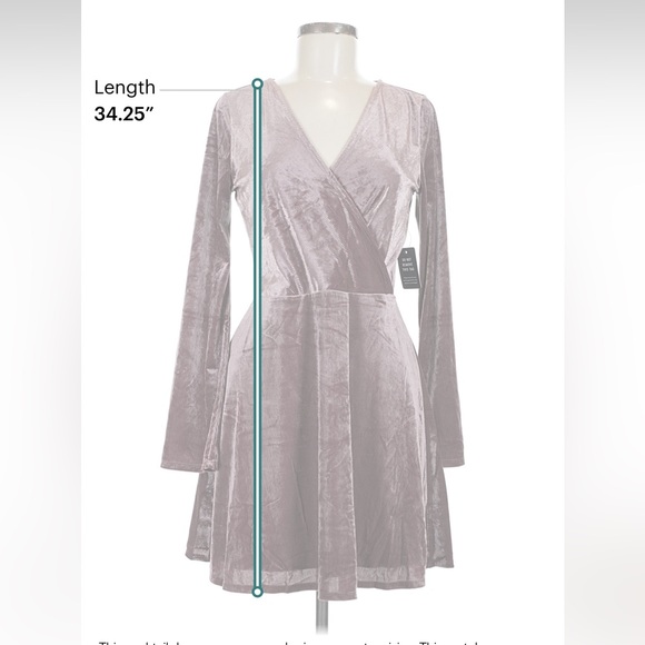 Express Mauve Velvet Long Sleeve Dress - Picture 7 of 7